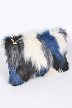 Load image into Gallery viewer, Blue Faux Fur Clutch